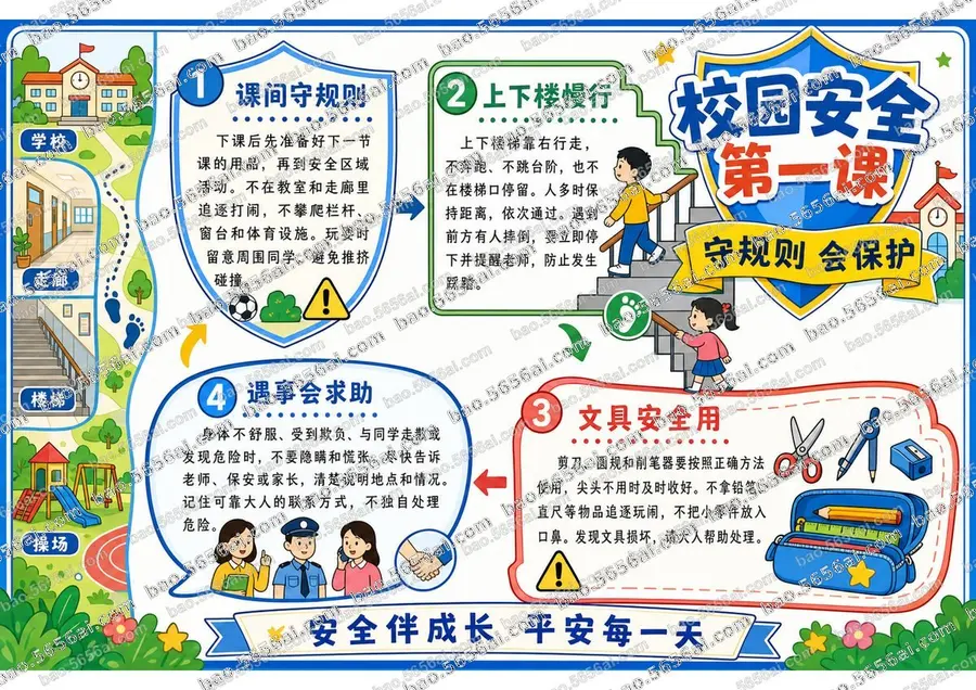 校园安全第一课彩色成品预览