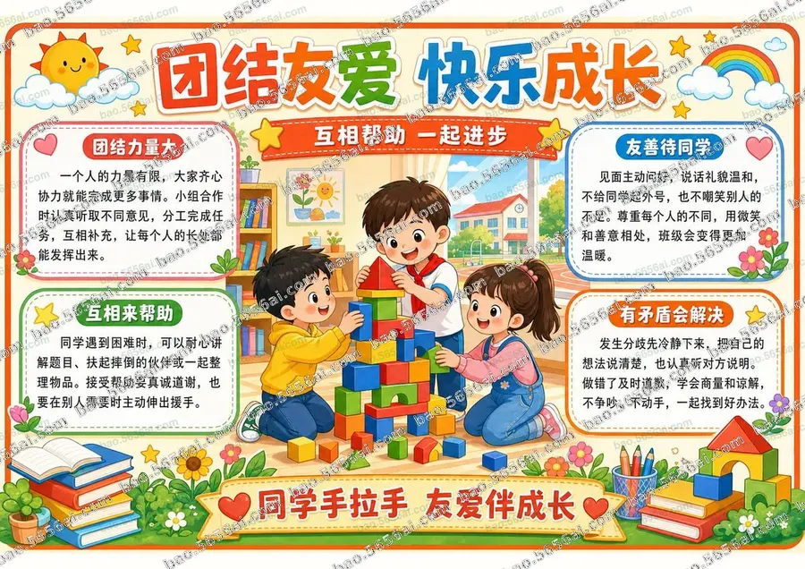 团结友爱·快乐成长（三版本）彩色成品预览