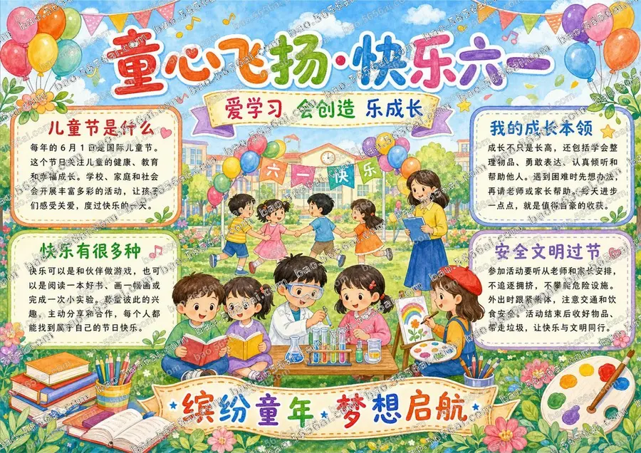 童心飞扬·快乐六一彩色成品预览