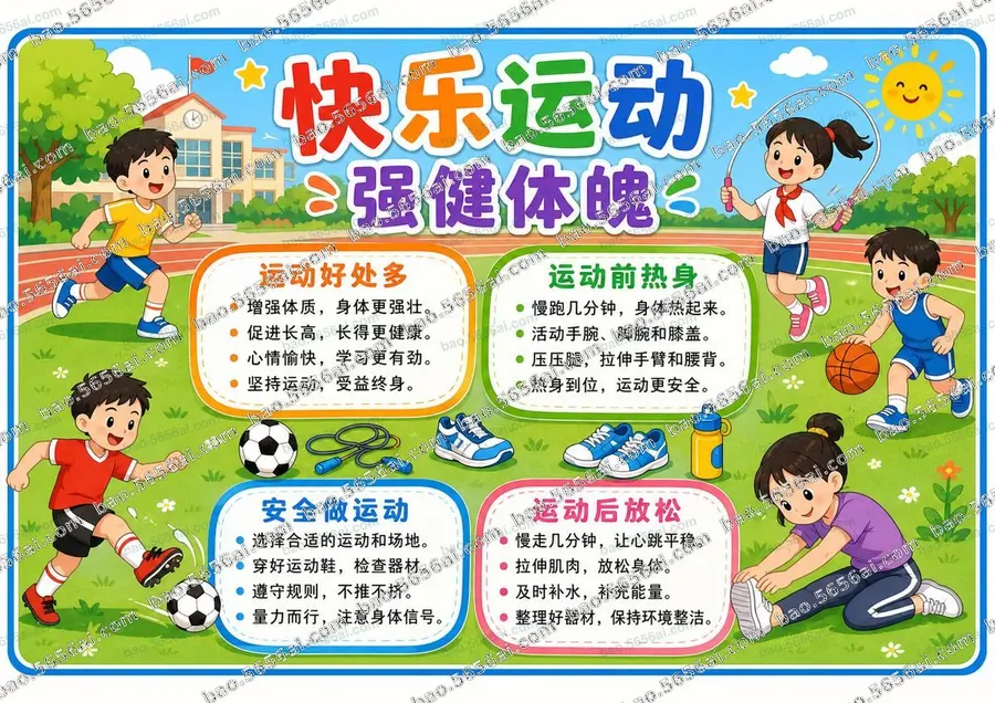 快乐运动·强健体魄（三版本）彩色成品预览