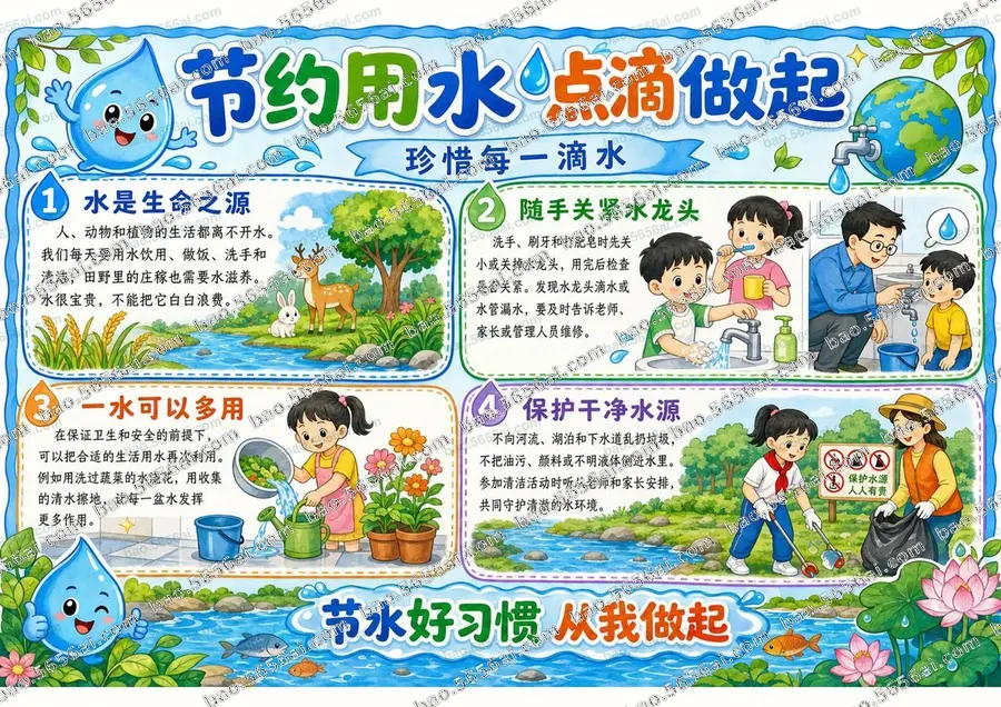 节约用水·点滴做起（三版本）彩色成品预览