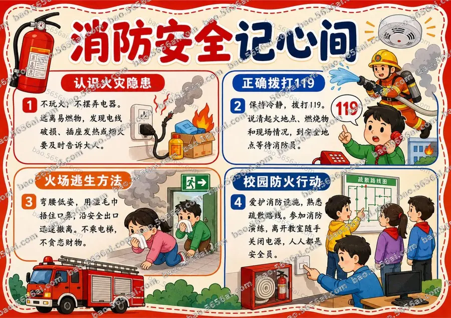 消防安全记心间彩色成品预览