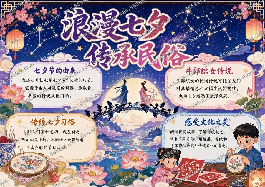 浪漫七夕·传承民俗（三版本）彩色成品预览