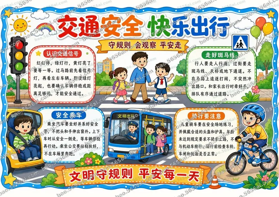 交通安全·快乐出行（三版本）彩色成品预览
