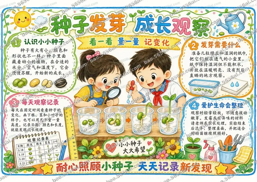 种子发芽·成长观察（三版本）彩色成品预览