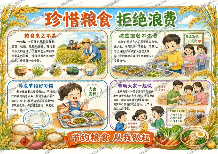 珍惜粮食·拒绝浪费（三版本）彩色成品预览