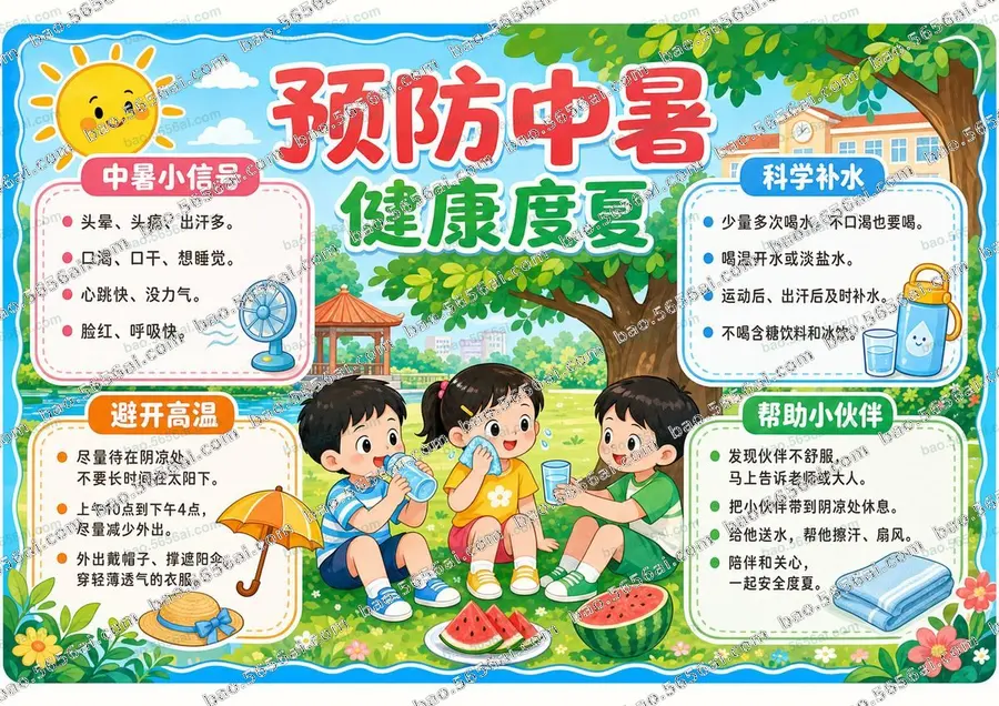 预防中暑·健康度夏（三版本）彩色成品预览