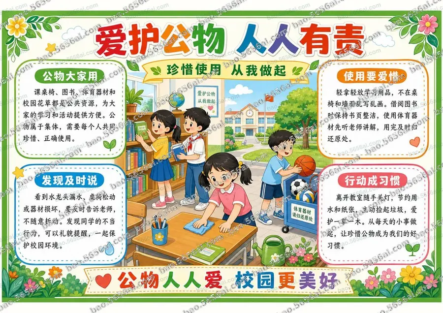 爱护公物·人人有责（三版本）彩色成品预览