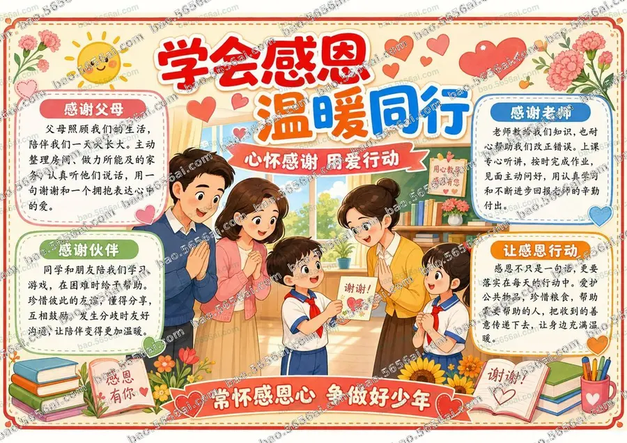 学会感恩·温暖同行（三版本）彩色成品预览