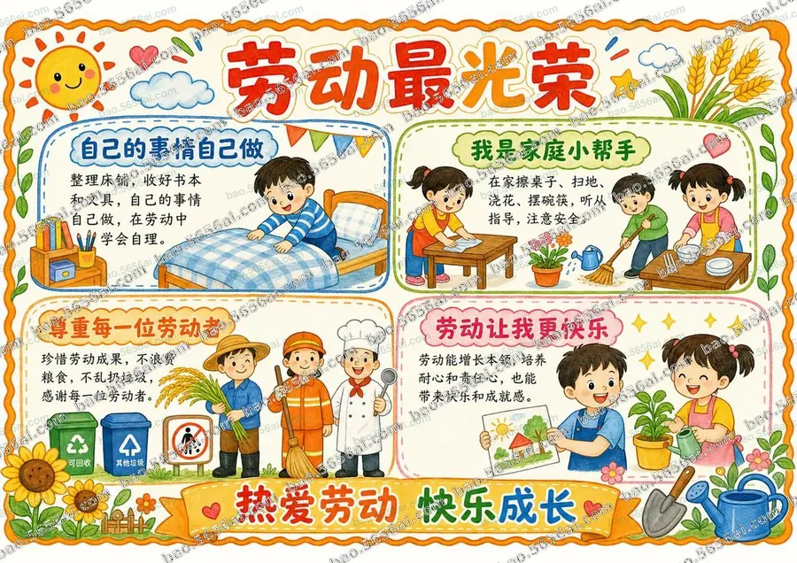 劳动最光荣（三版本）彩色成品预览