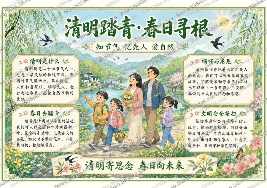 清明踏青·春日寻根彩色成品预览